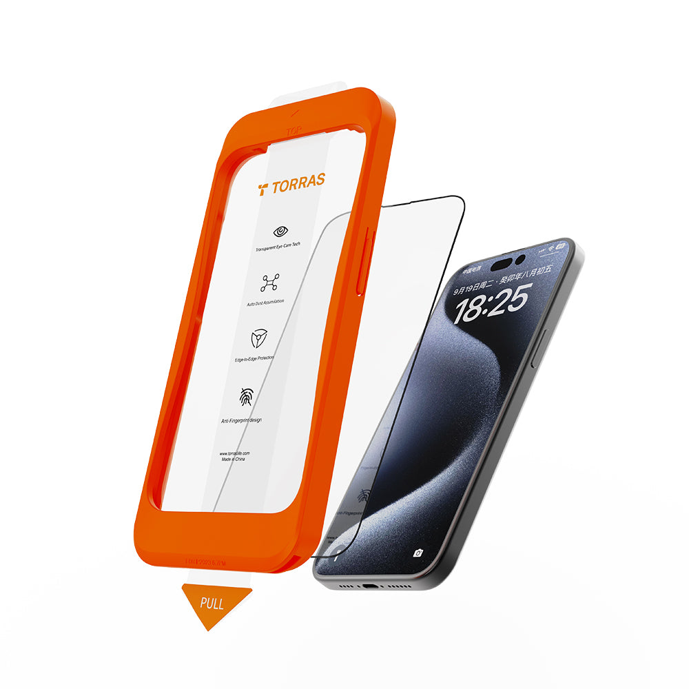 Pellicola Protettiva Schermo Torras GlassGo Install Master per Apple iPhone 16, Vetro Temperato, Full Glue, Nera