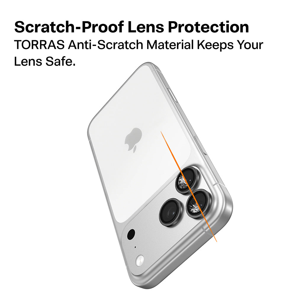 Pellicola protettiva per fotocamera posteriore Torras Lensguard per Apple iPhone 17 Pro Max / 17 Pro, vetro temperato, arancione