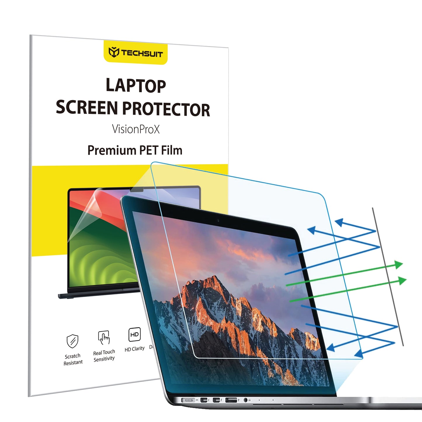 Pellicola Protettiva Schermo Anti Luce Blu Techsuit VisionProX per Laptop 14 pollici, Plastica