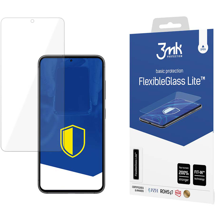 Pellicola Protettiva Schermo 3MK FlexibleGlass Lite per Samsung Galaxy S23 S911, Vetro Flessibile, Full Glue