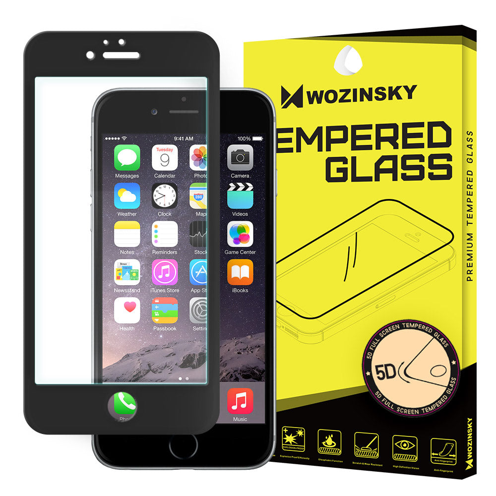 Pellicola protettiva per schermo WZK per Apple iPhone SE (2022) / SE (2020) / 8, Vetro temperato, Full Glue, 5D, Nero