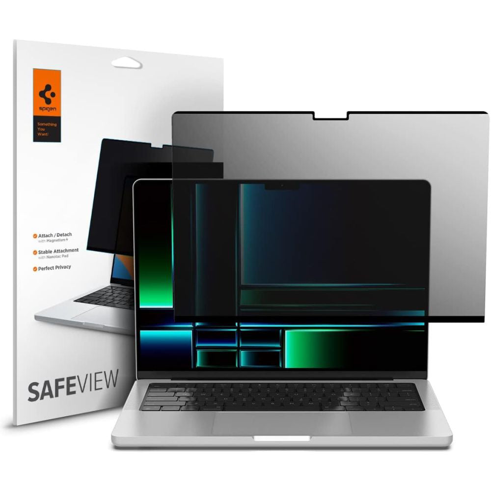 Pellicola Protettiva Privacy Schermo Spigen Safe View Magnetic per Apple MacBook Pro 14inch (2022) / (2024) / (2023) / (2021), Plastica AFL06158