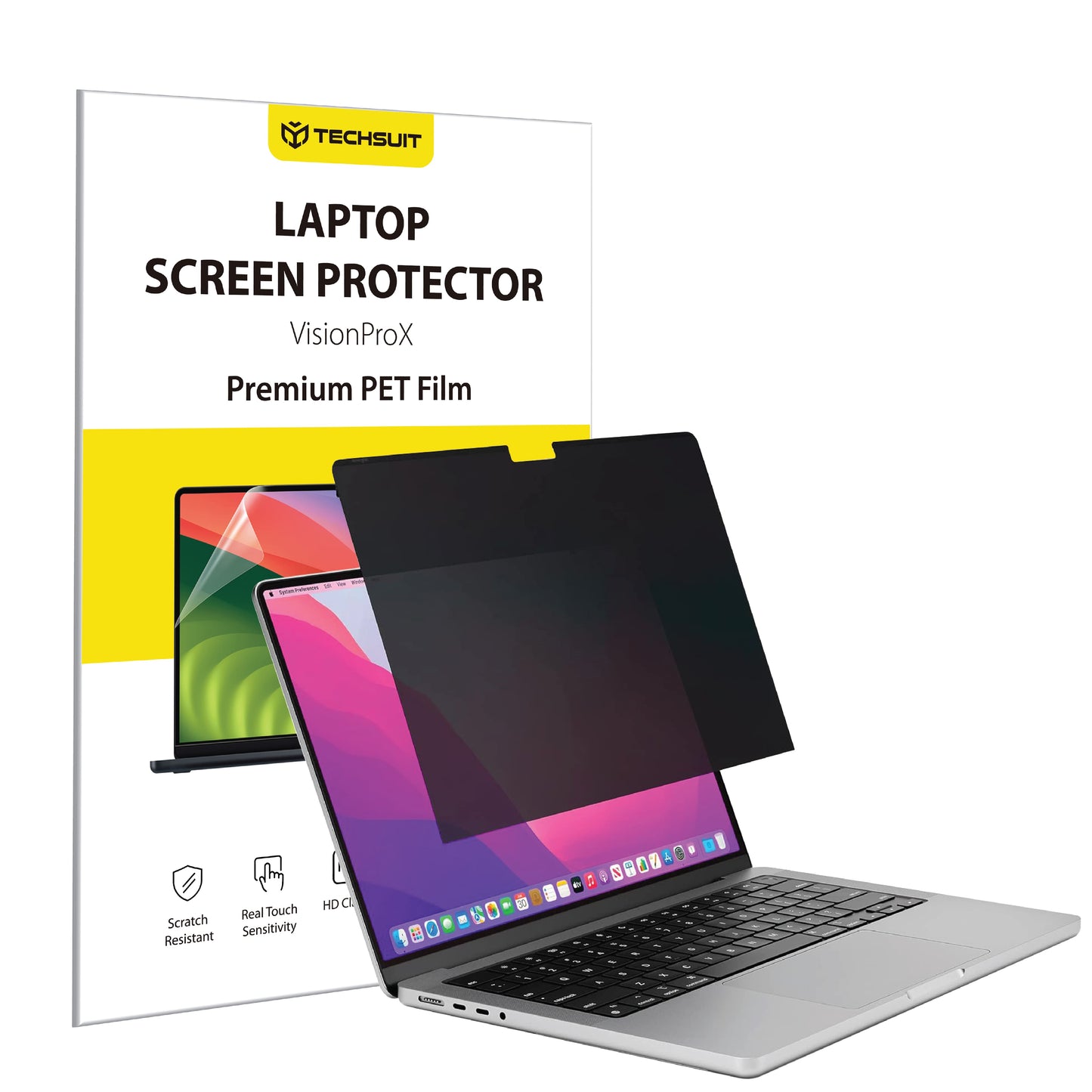 Pellicola Protettiva Schermo Privacy Techsuit VisionProX per Apple MacBook Pro 13inch (2022) / (2020) / (2019) / (2018) / (2016), Plastica