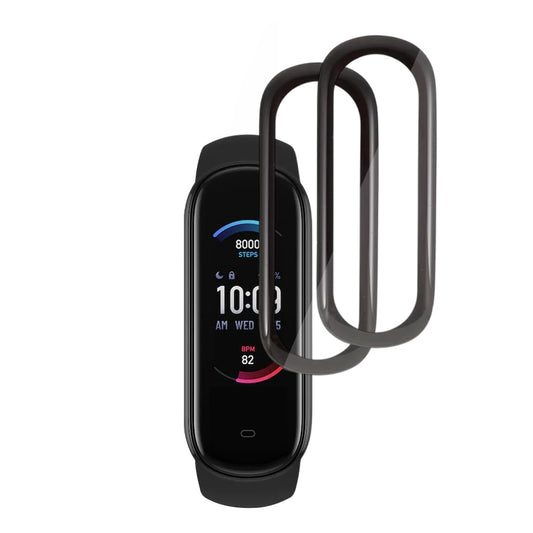 Pellicola Protettiva Techsuit Nano Flex per Amazfit Band 5, Set 2 pezzi, Plastica, Nera