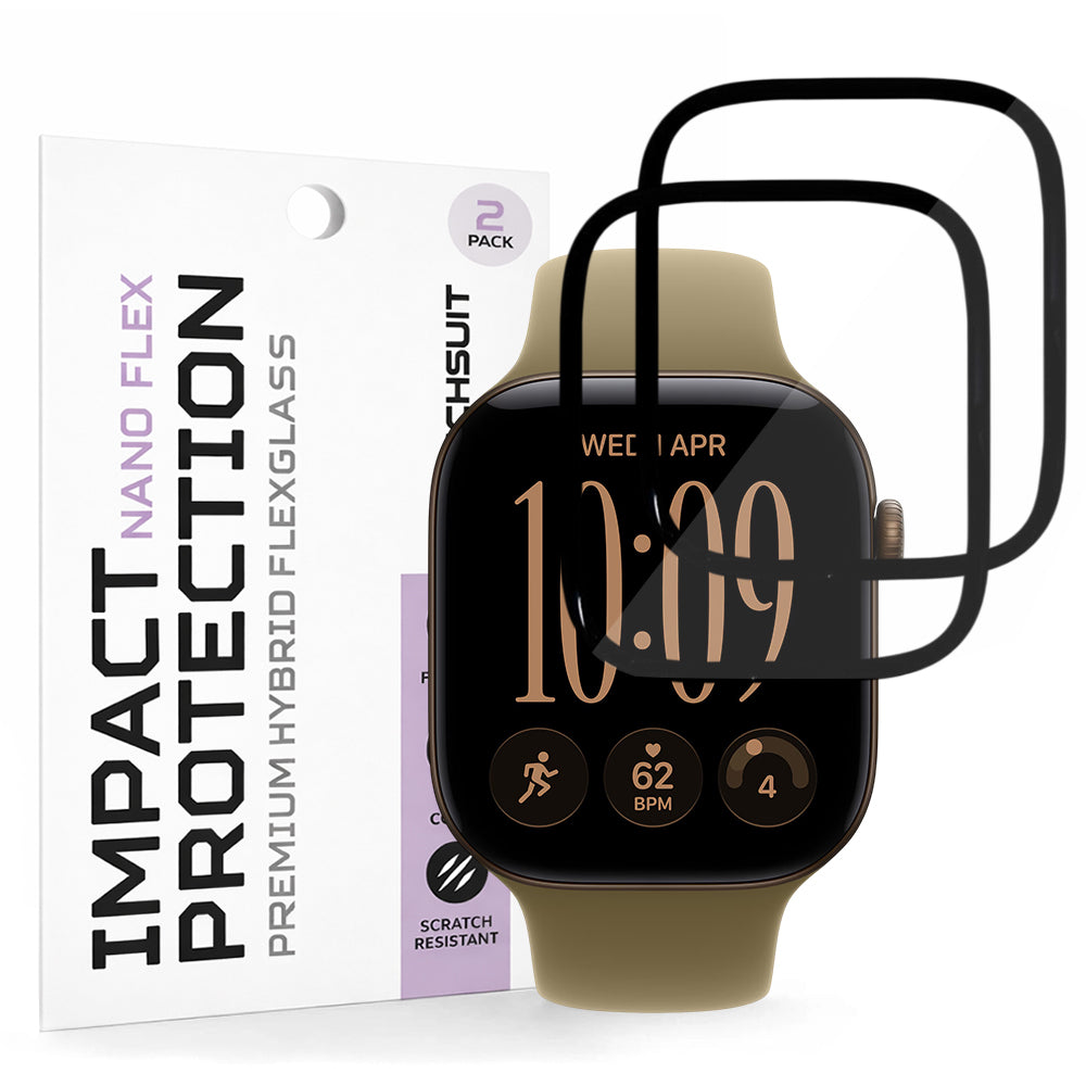 Pellicola protettiva Techsuit Nano Flex per Apple Watch Series 12 42 mm, plastica, set da 2 pezzi, nera