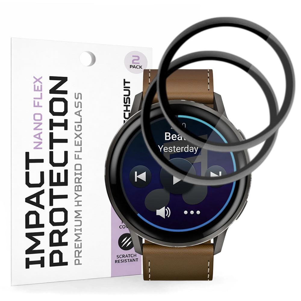 Pellicola Protettiva Techsuit Nano Flex per Garmin Venu 4 45mm, Set 2 pezzi, Plastica, Nera