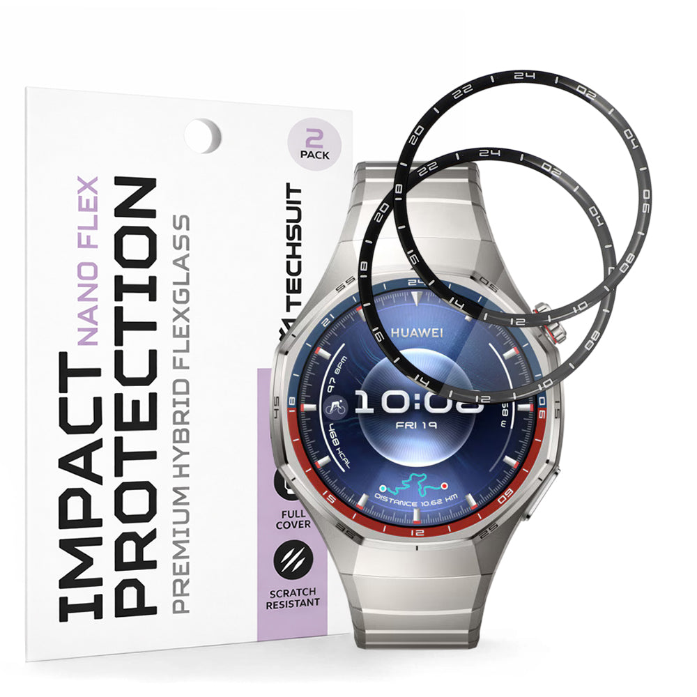 Pellicola Protettiva Techsuit Nano Flex per Huawei Watch GT 6 Pro, Set 2 pezzi, Plastica, Nera