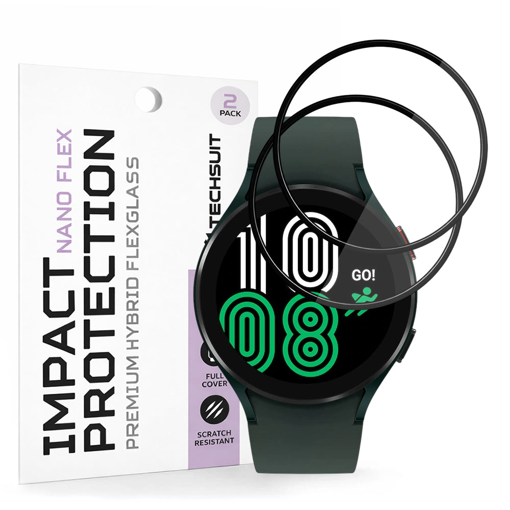 Pellicola Protettiva Techsuit Nano Flex per Samsung Galaxy Watch4 44mm, Set 2 pezzi, Plastica, Nera