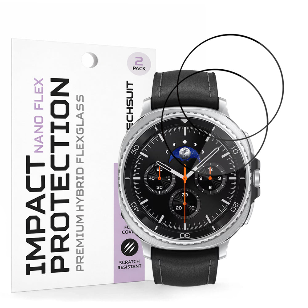 Pellicola Protettiva Techsuit Nano Flex per Samsung Galaxy Watch8 Classic, Set 2 pezzi, Plastica, Nera