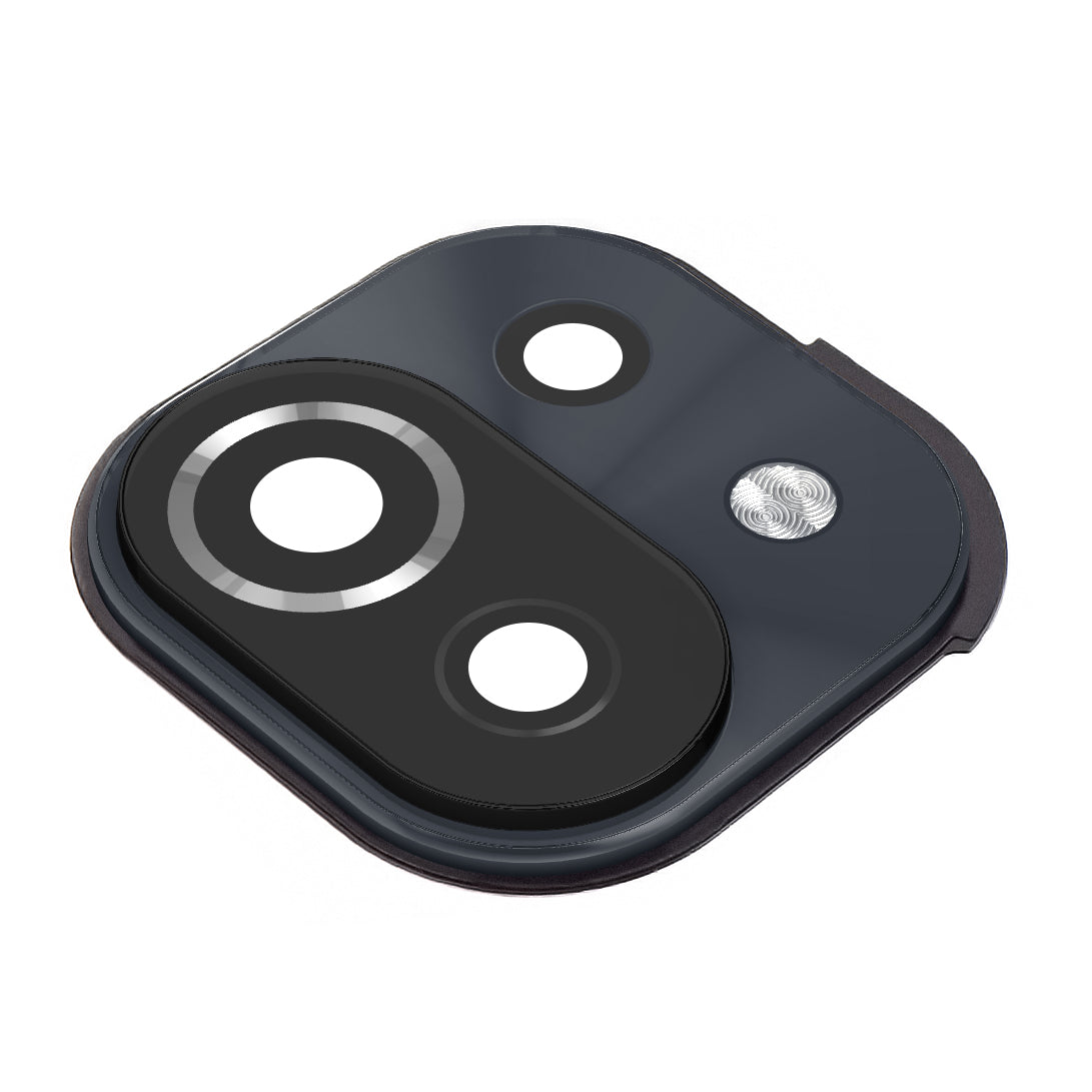 Vetro Flash - Vetro Fotocamera Posteriore Xiaomi Mi 11 Lite 5G / 11 Lite, con Cornice, Nero