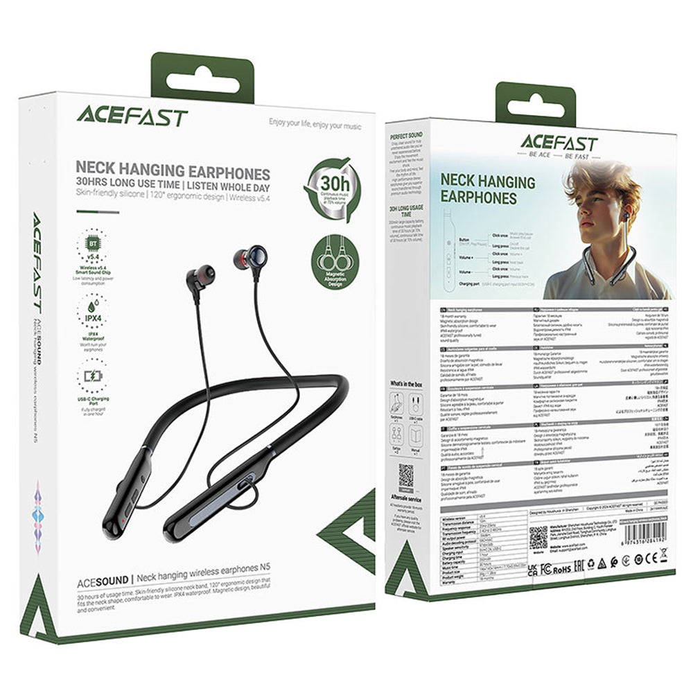Handsfree Bluetooth Acefast N5, A2DP, Nero