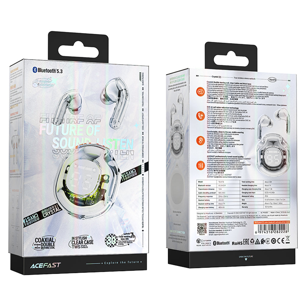 Handsfree Bluetooth Acefast T8, TWS, Bianco