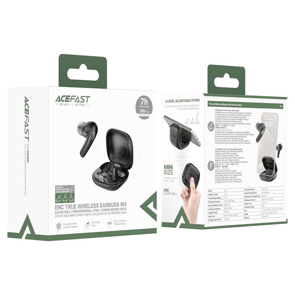 Handsfree Bluetooth Acefast W4, TWS, Nero