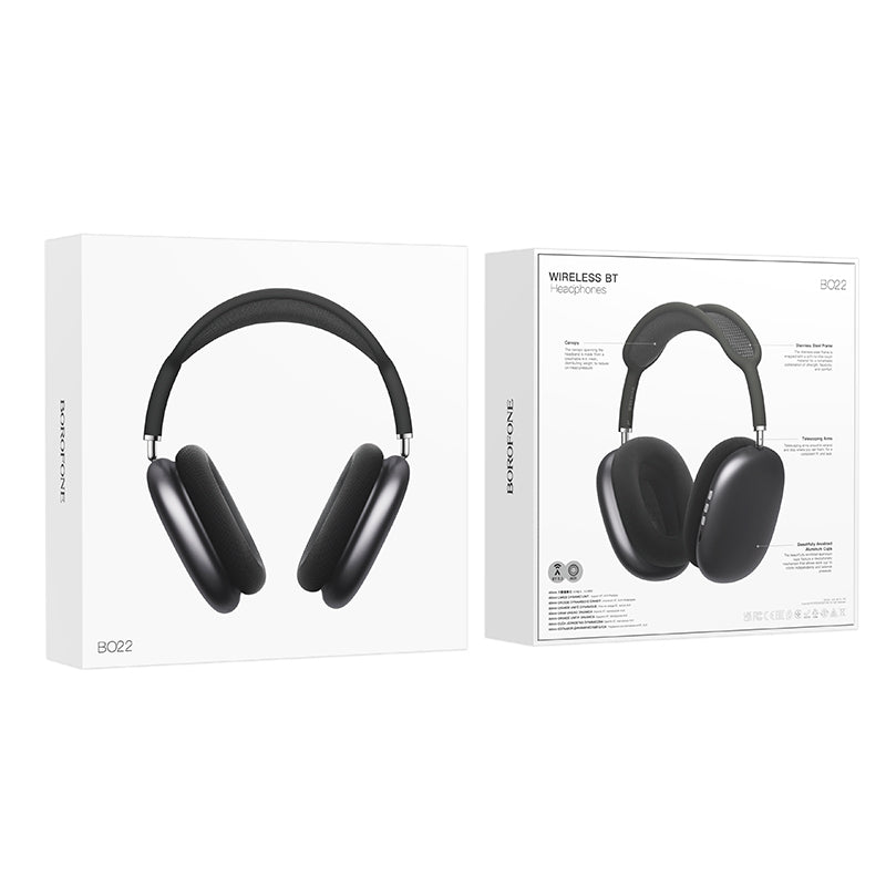 Auricolare Bluetooth Borofone BO22 Elegant, A2DP, Grigio