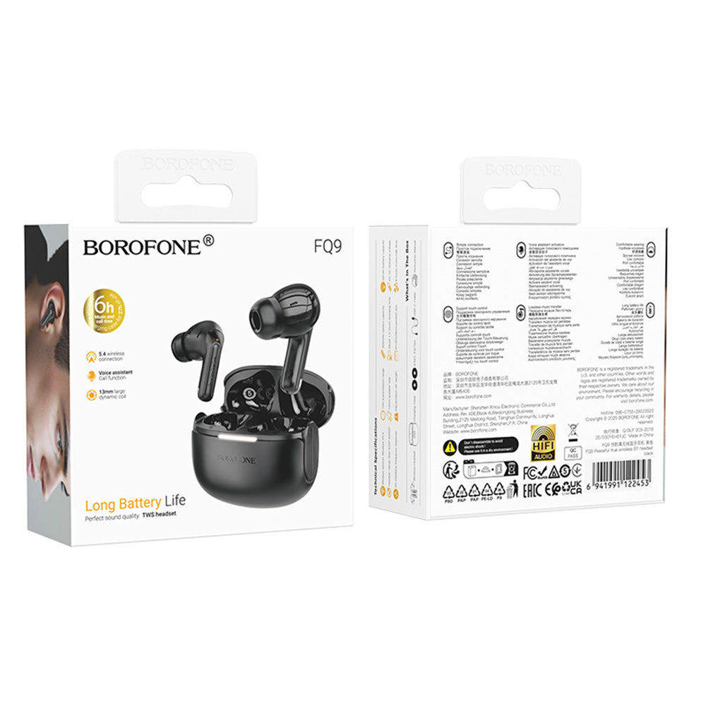 Auricolare Bluetooth Borofone FQ9 Peaceful, TWS, Nero