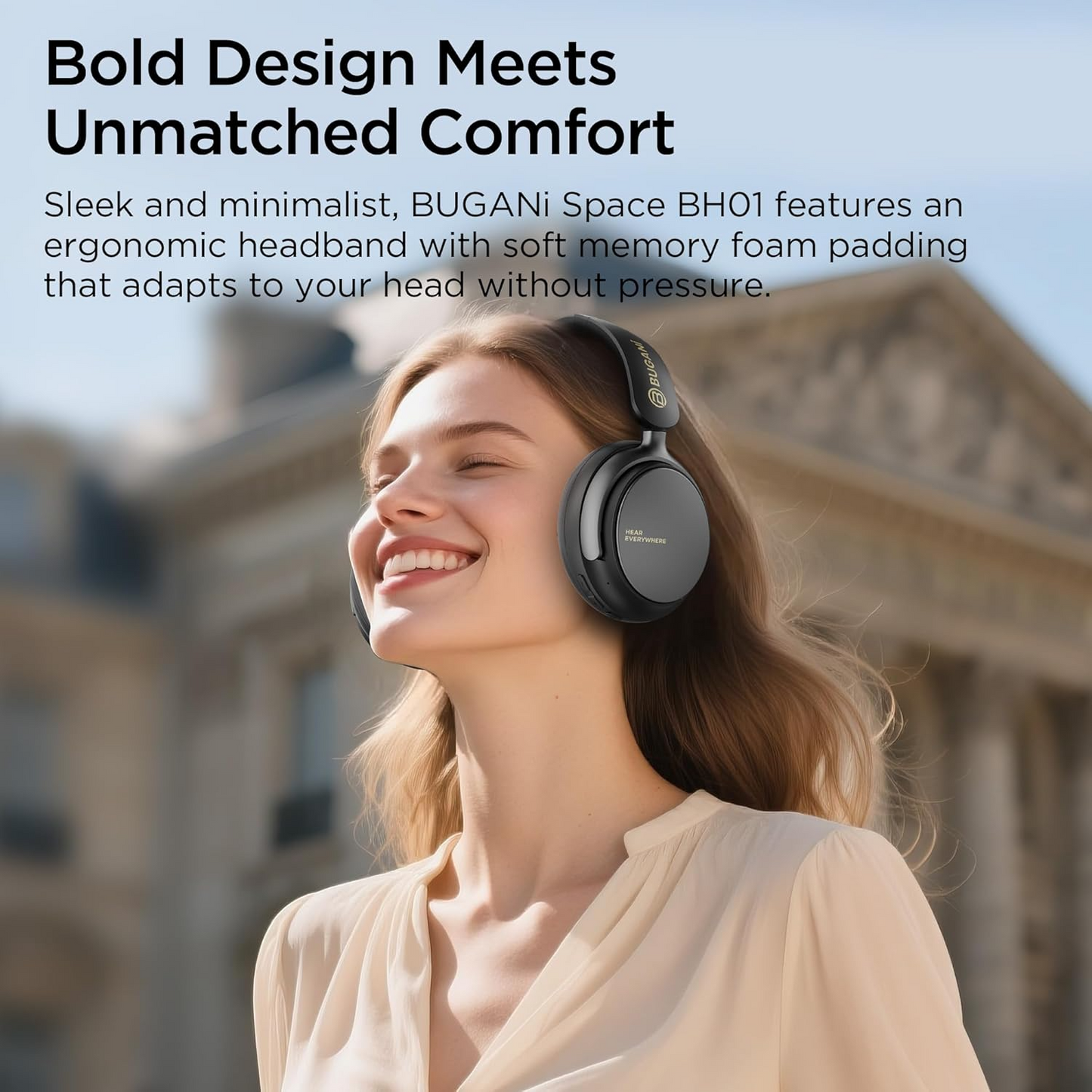 Auricolare Bluetooth Bugani Space BH01, MultiPoint, A2DP, ANC, Nero