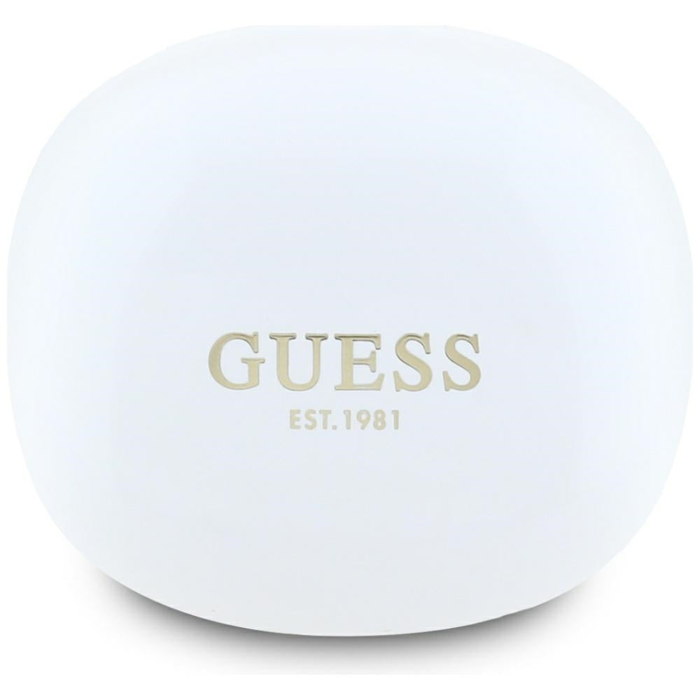 Auricolare Bluetooth Guess Flat Classic Logo Electroplated, TWS, Bianco