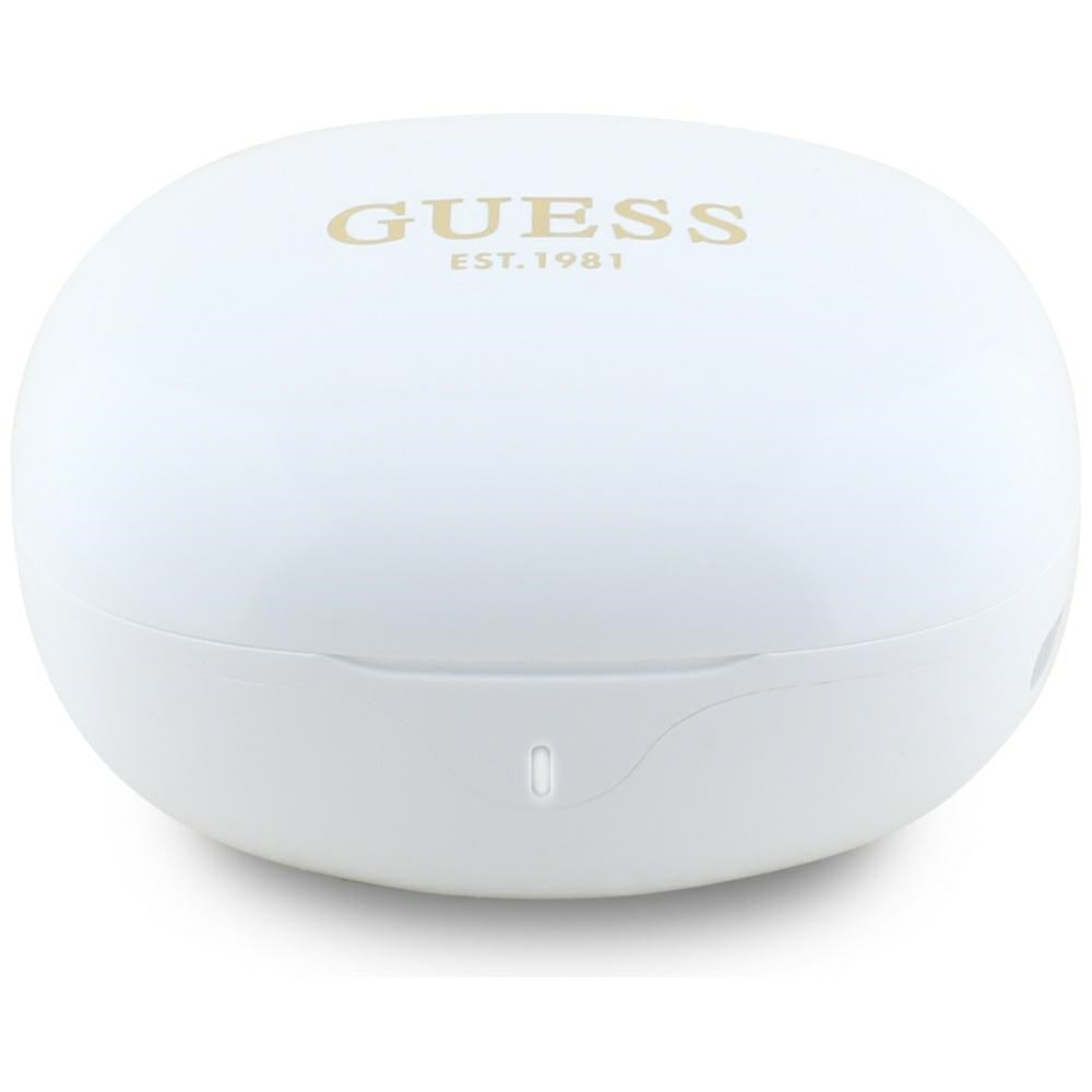 Auricolare Bluetooth Guess Flat Classic Logo Electroplated, TWS, Bianco