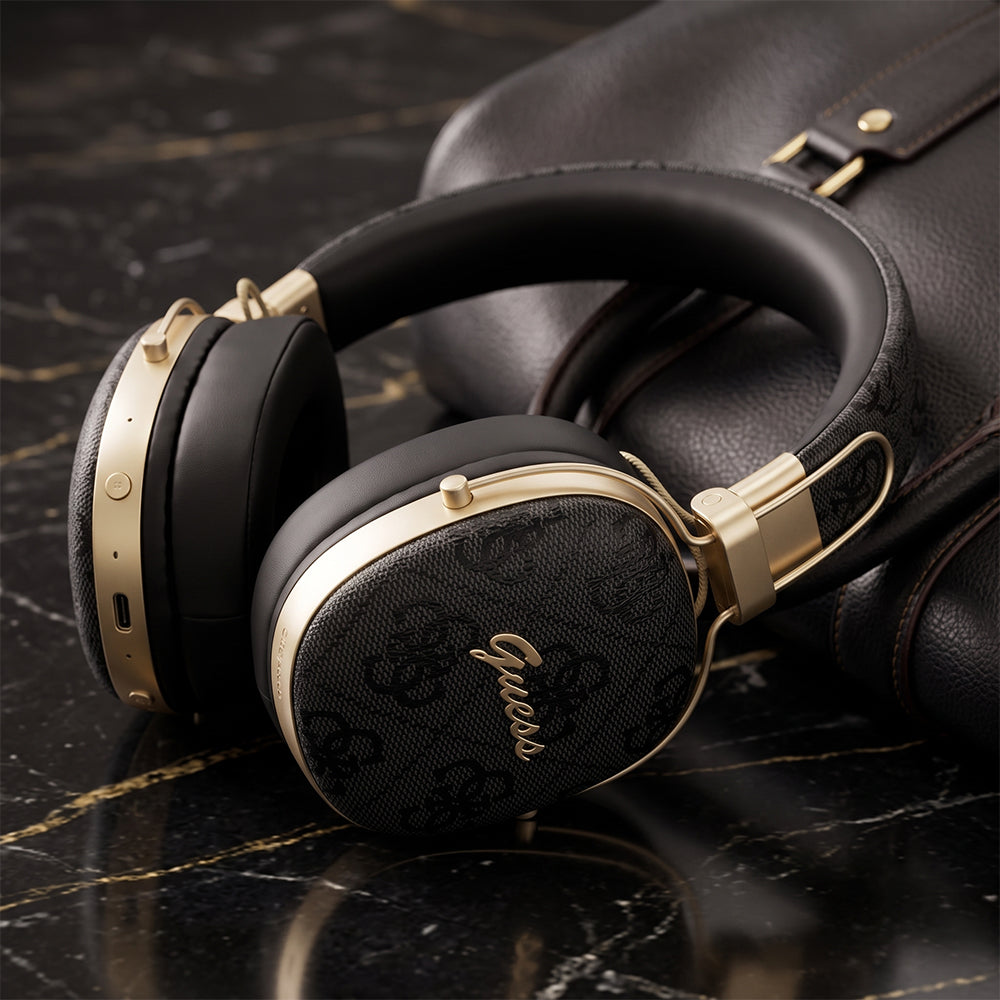 Auricolari Bluetooth Guess Metal 4G Script Logo, A2DP, Marrone