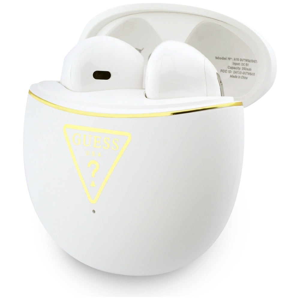 Auricolari Bluetooth Guess Script Print, TWS, Bianco