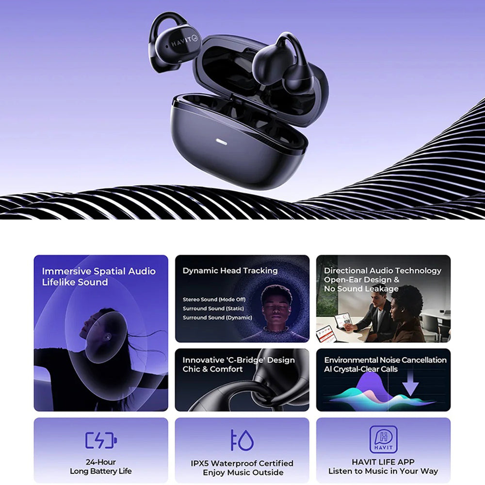 Auricolare Bluetooth HAVIT OWS916, TWS, Nero