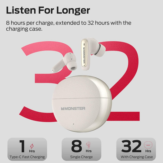 Auricolari Bluetooth Monster N-Lite 310, TWS, Crema Chiaro