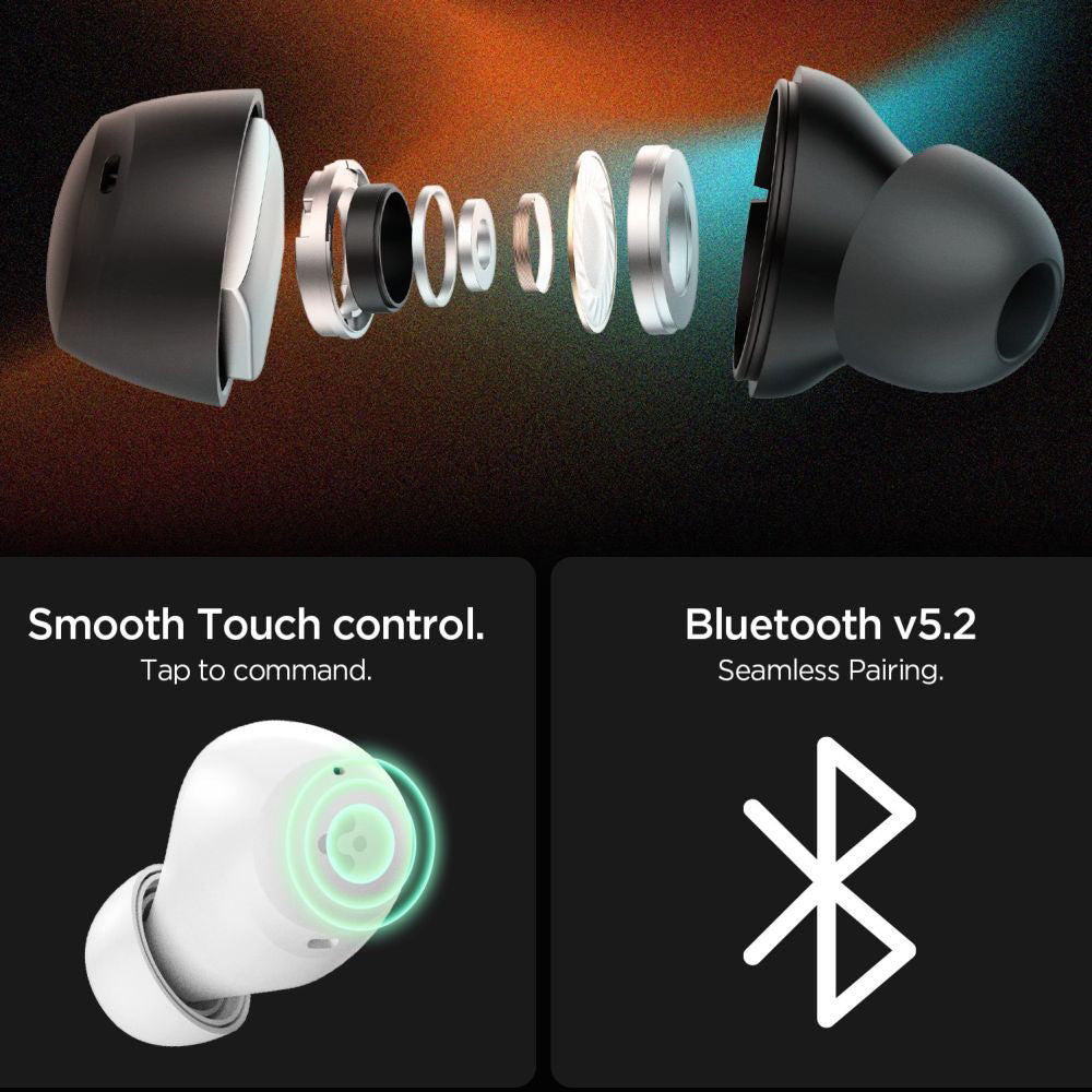 Auricolare Bluetooth Spigen SA2401, TWS, ANC, Bianco