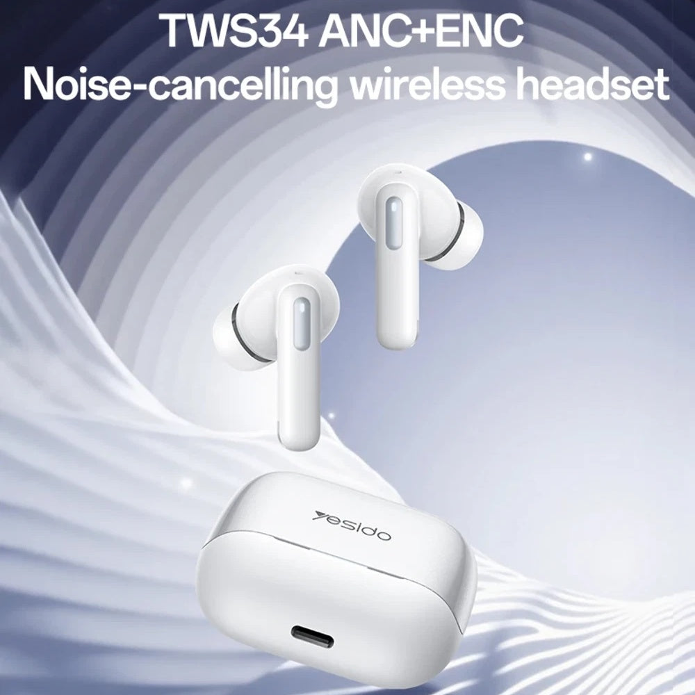 Auricolare Bluetooth Yesido TWS34, TWS, ANC, Bianco