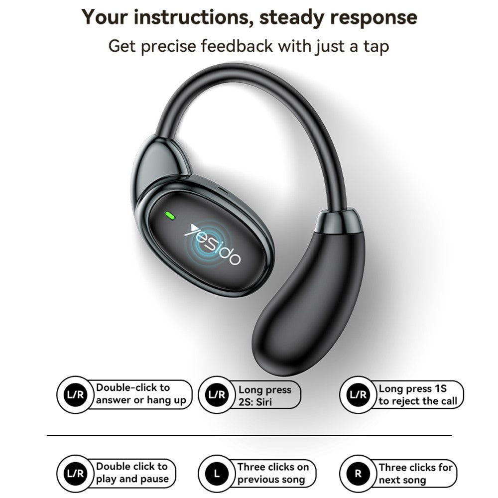 Auricolare Bluetooth Yesido YSP19 BL, TWS, Nero