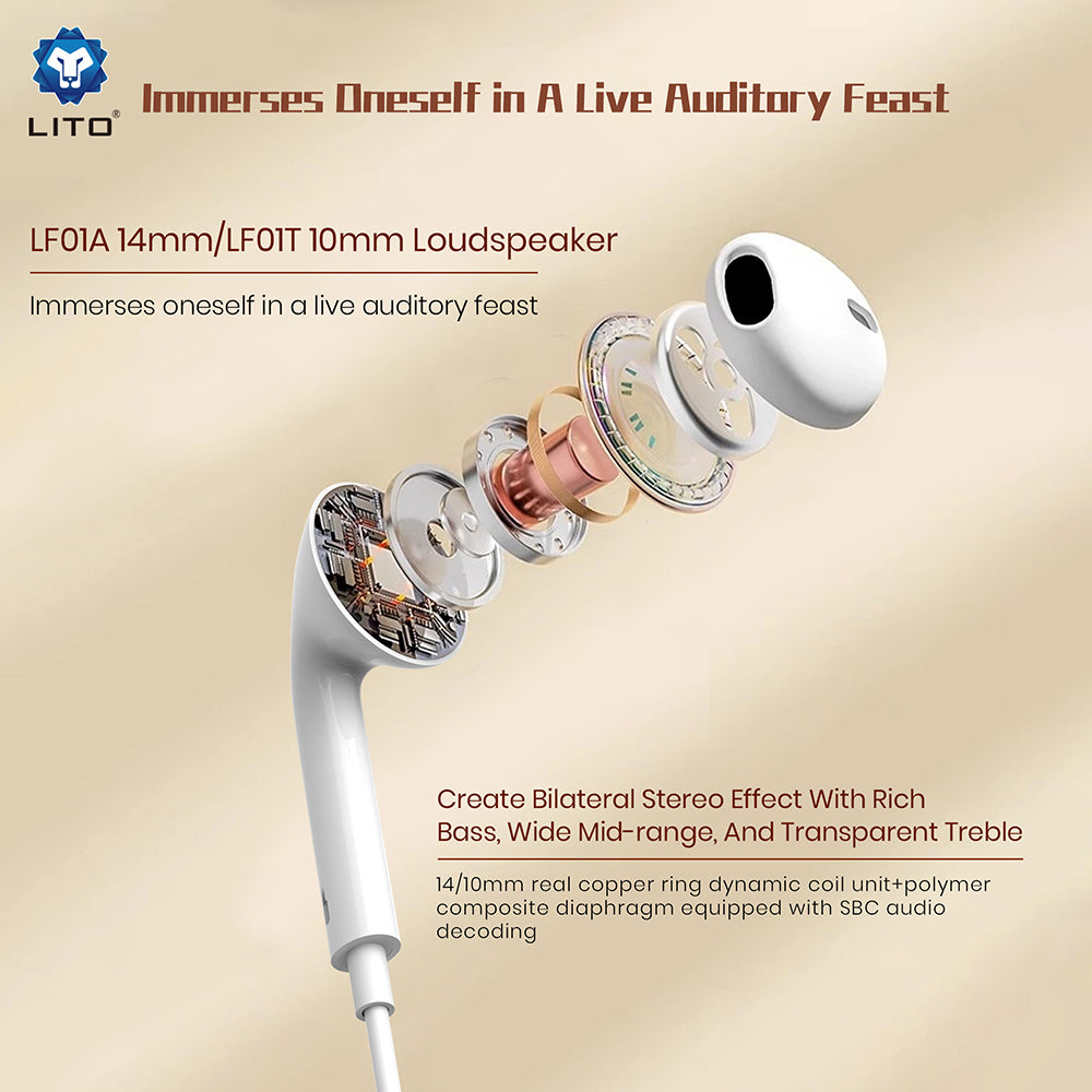 Handsfree USB-C Lito LF01T, Bianco