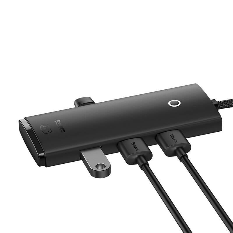 Hub USB Baseus Lite, 4 x USB-A 3.0 - 1 x USB-C, 0,25 m, nero WKQXX030001
