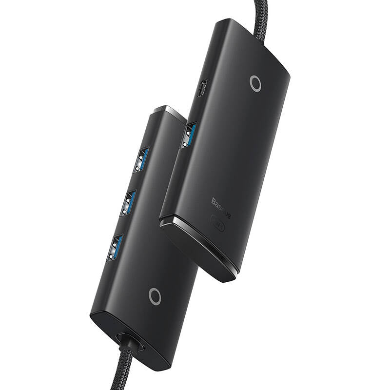 Hub USB Baseus Lite, 4 x USB-A 3.0 - 1 x USB-C, 0,25 m, nero WKQXX030001