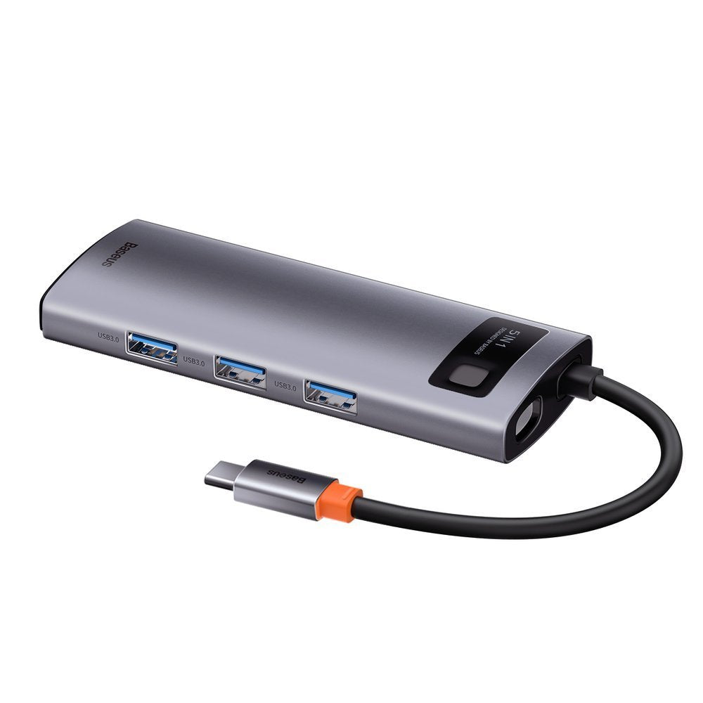 Hub USB-C Baseus Metal Gleam, 3 x USB-A 3.0 - 1 x USB-C - 1 x HDMI, Grigio CAHUB-CX0G