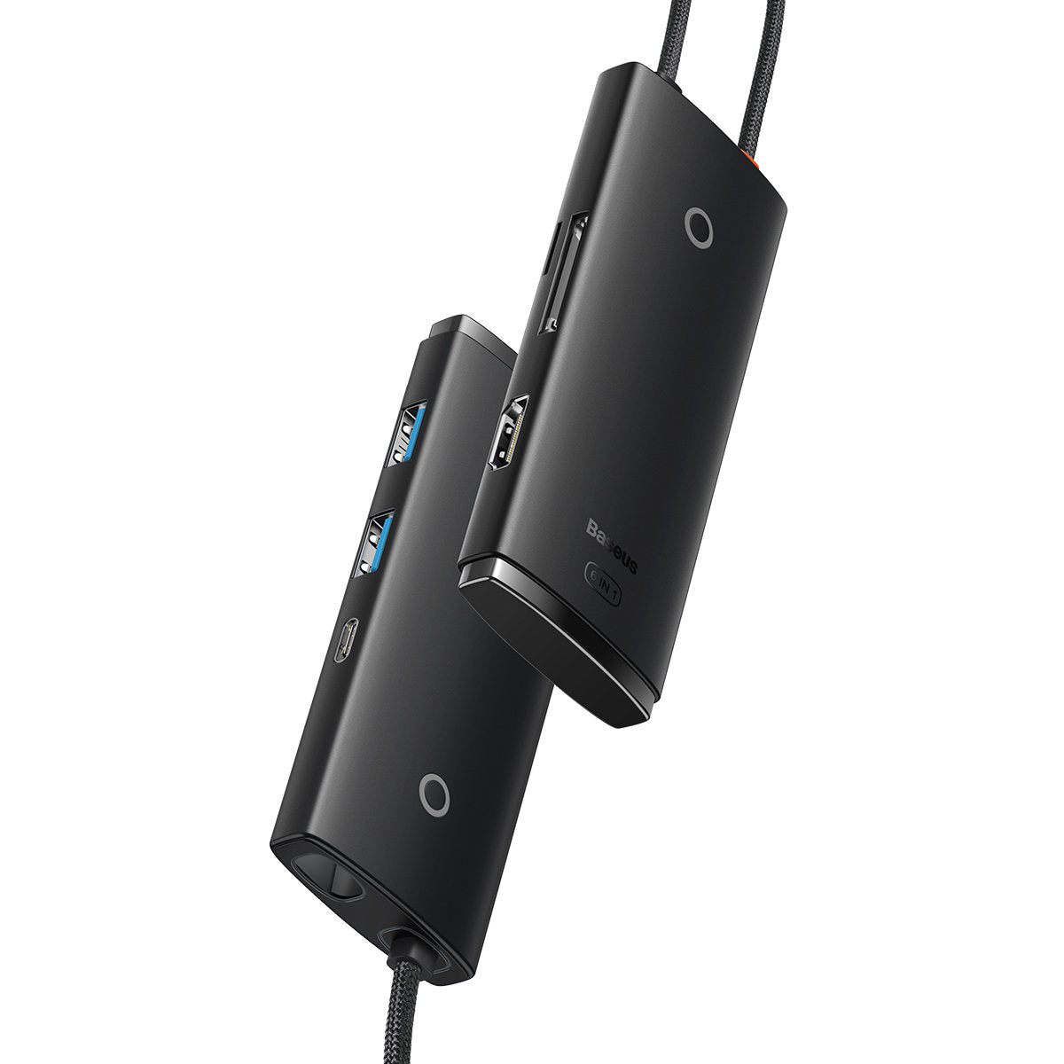Hub USB-C Baseus, 2 x USB-A 3.0 - 1 x USB-C - 1 x HDMI - 1 x SD - 1 x microSD, Nero WKQX050001