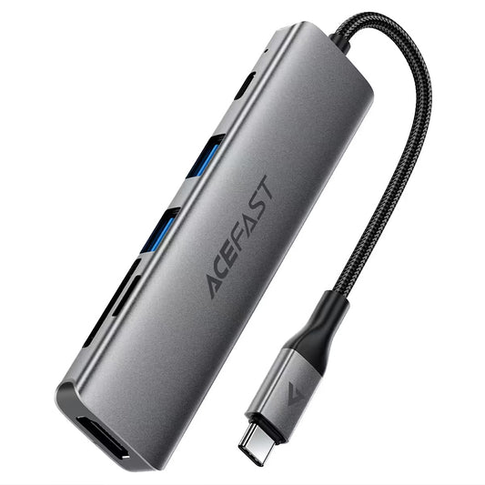 Acefast J18 USB-C Hub, 6-in-1, Gray