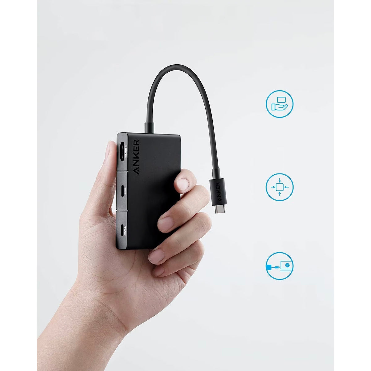 Hub USB-C Anker 332, 2 x USB-A - 2 x USB-C - 1 x HDMI, Nero A8356G11