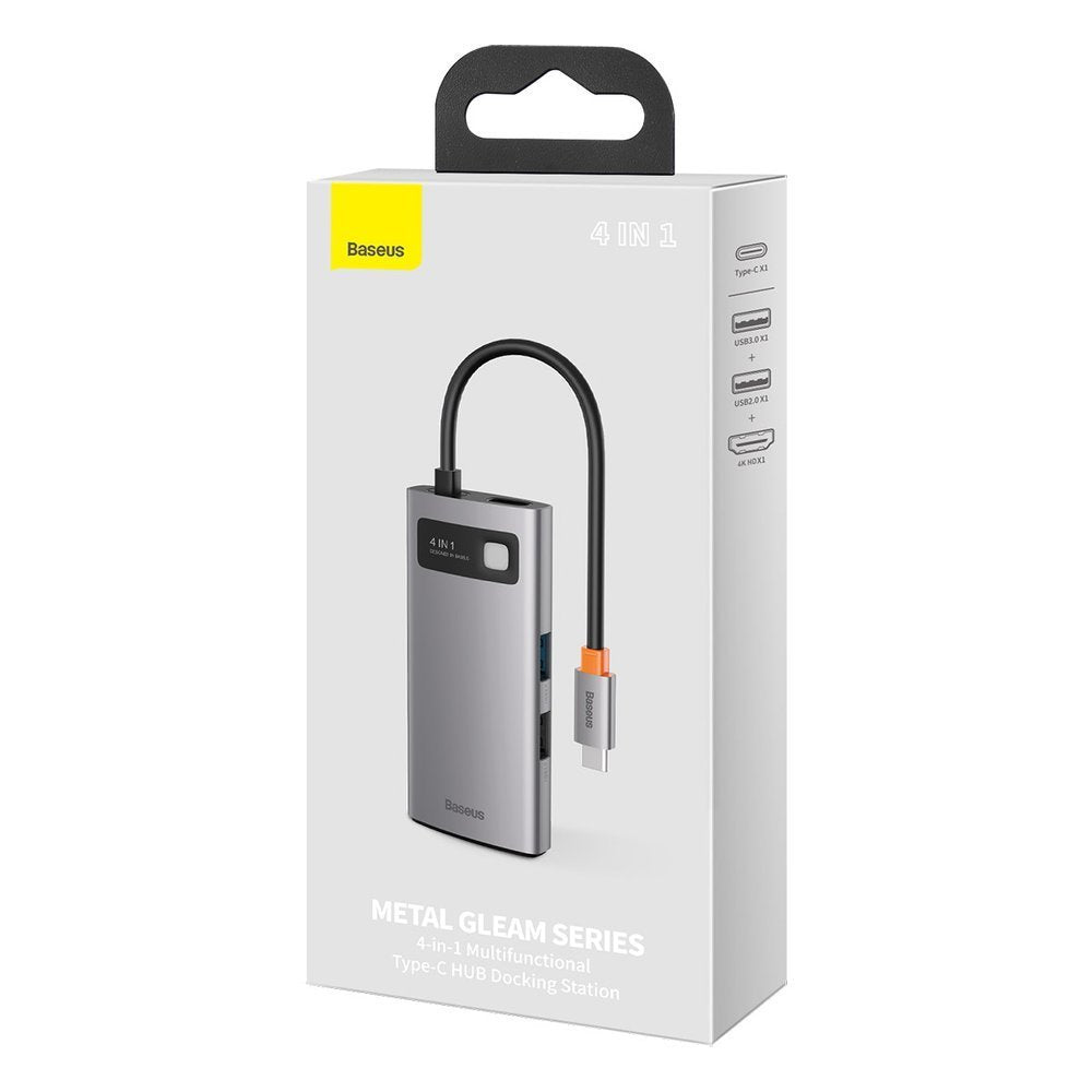 Hub USB-C Baseus Metal Gleam, 2 x USB-A - 1 x USB-C - 1 x HDMI, Grigio Ricondizionato CAHUB-CY0G