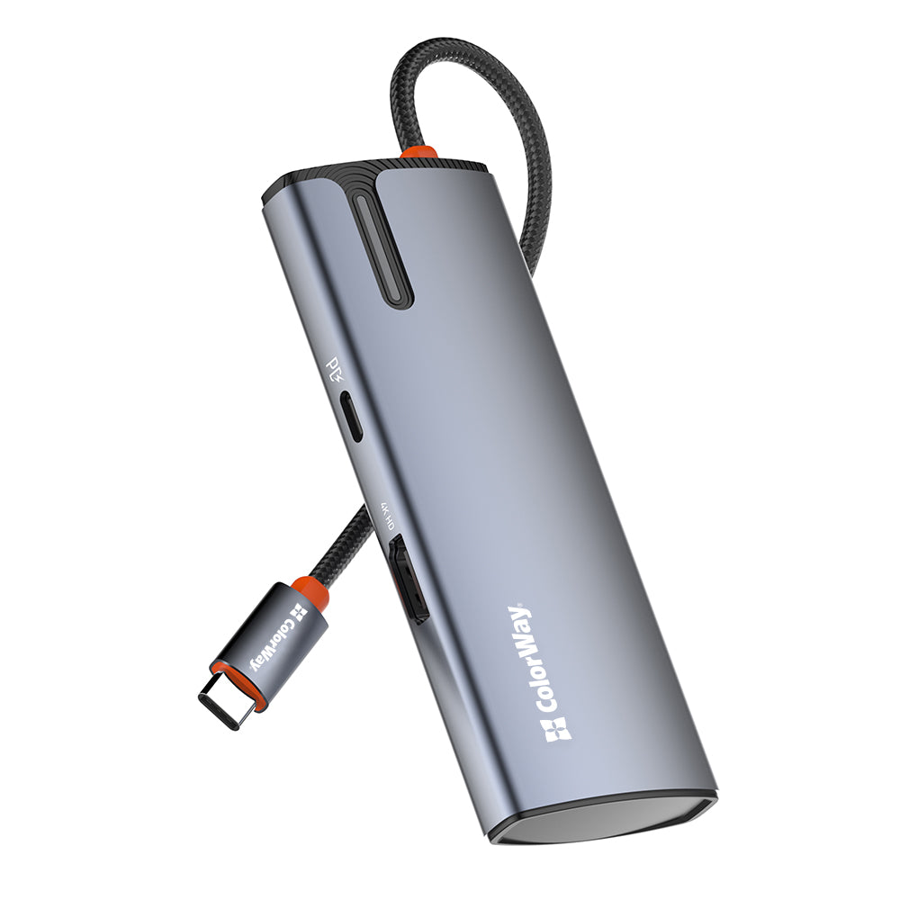Hub USB-C ColorWay CW-HUB01, 5in1, Argento