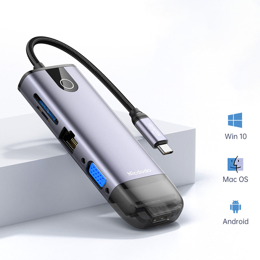 Hub USB-C McDodo HU-7420, 10in1, Grigio