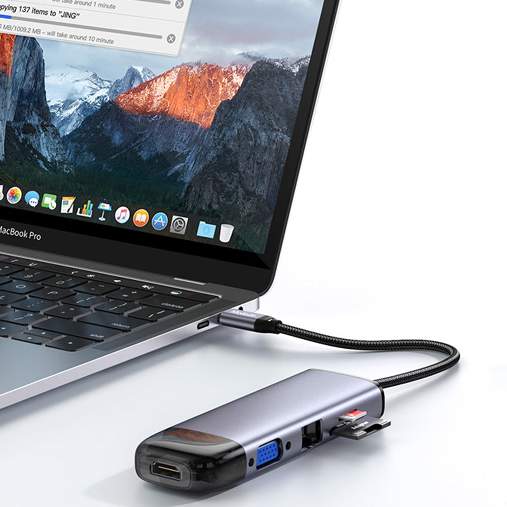 Hub USB-C McDodo HU-7420, 10in1, Grigio
