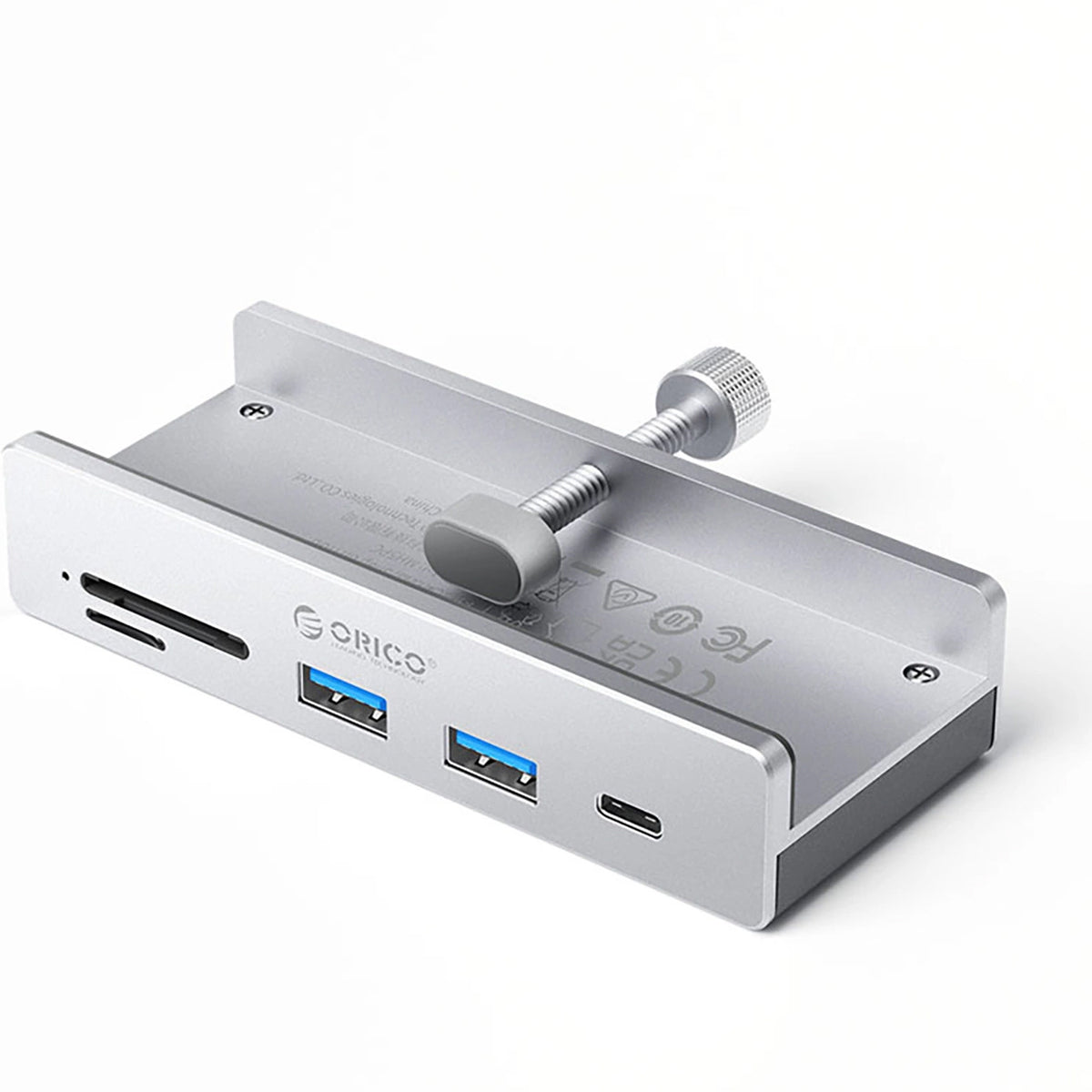 Hub USB-C Orico MH5PC Clamp, 2 x USB-A 3.2 - 1 x USB-C - 1 x SD - 1 x microSD, Argento