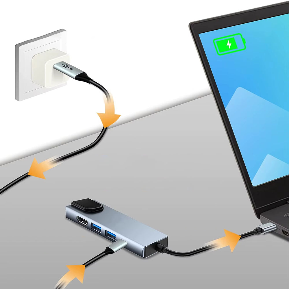 Hub USB-C Techsuit H1 NetBridge, 5in1, Grigio