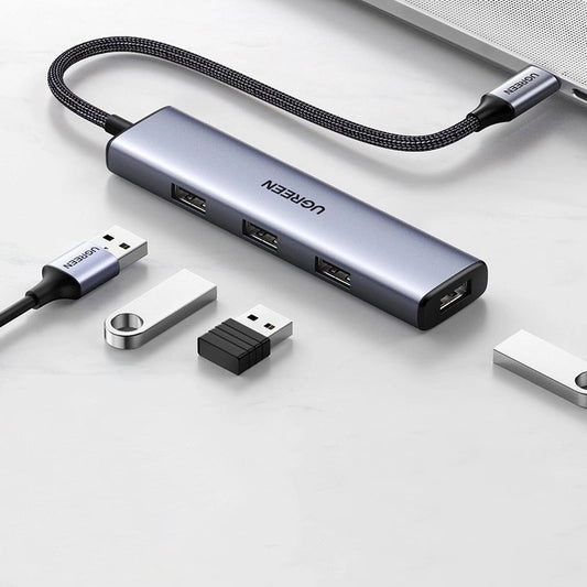 Hub USB-C UGREEN CM473, 4 x USB-A 3.0, 0.15m, Grigio