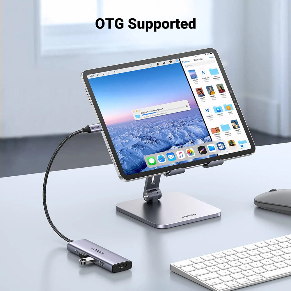Hub USB-C UGREEN CM511 (15596), 3 x USB-A 3.0 - 1 x USB-C - 1 x HDMI, Grigio