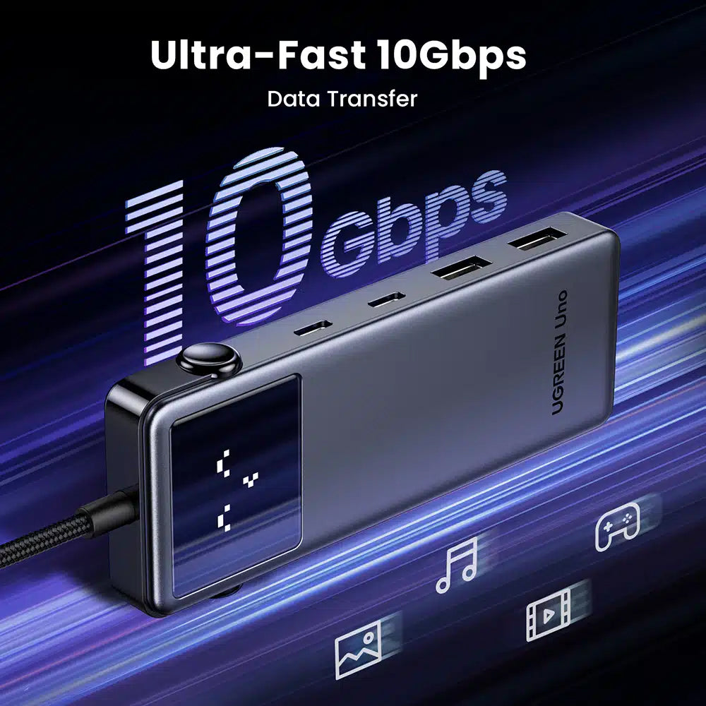 Hub USB-C UGREEN CM888 Uno, 2 x USB-A 3.2 - 3 x USB-C - 1 x HDMI, Grigio
