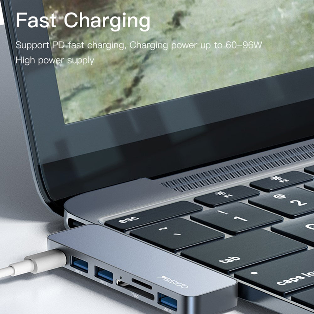 Hub USB-C Yesido HB10 per Apple MacBook Pro / Air, 6in1, Grigio
