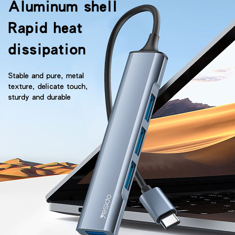 Hub USB-C Yesido HB17, 4in1, Grigio