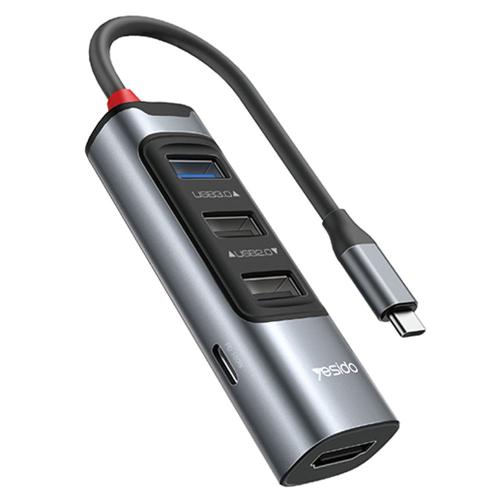 Yesido HB22 USB-C Hub, 5in1, Grey