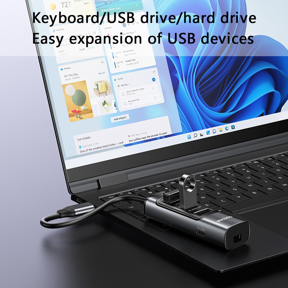 Hub USB-C Yesido HB24, 5in1, Grigio