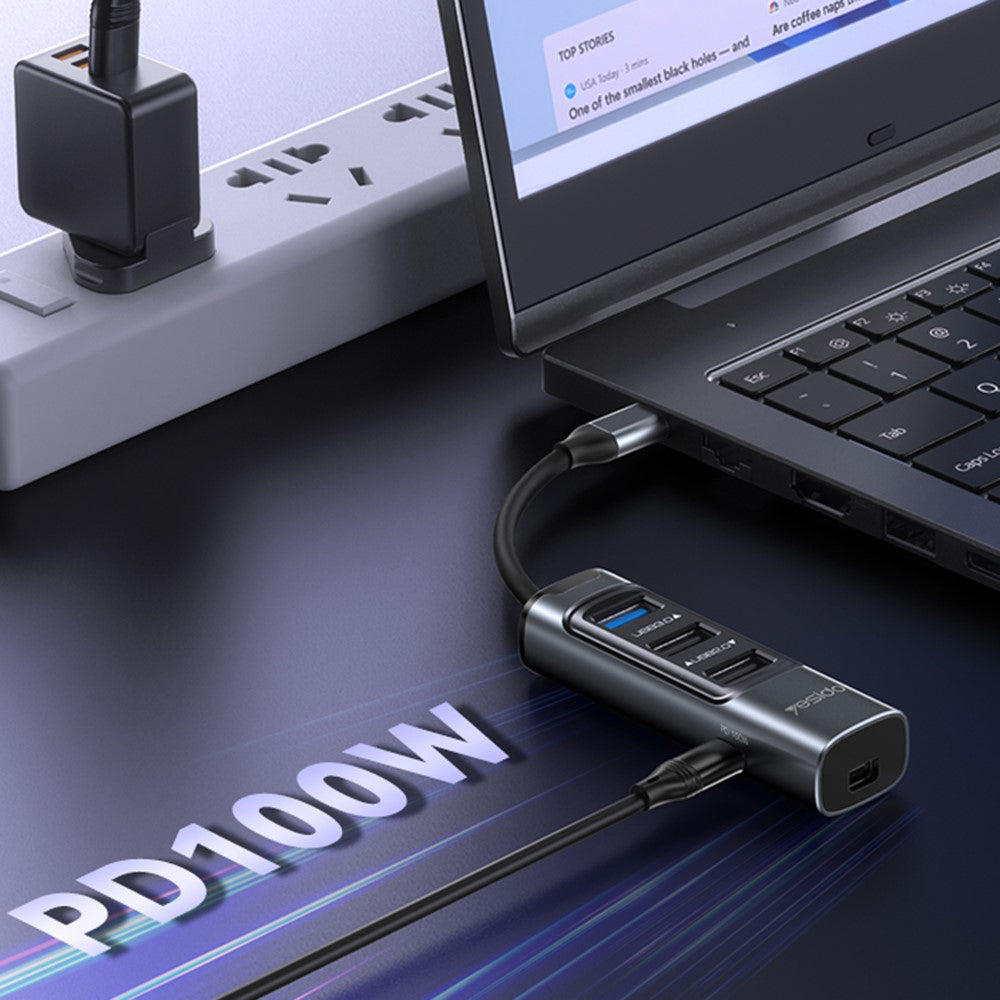 Hub USB-C Yesido HB24, 5in1, Grigio
